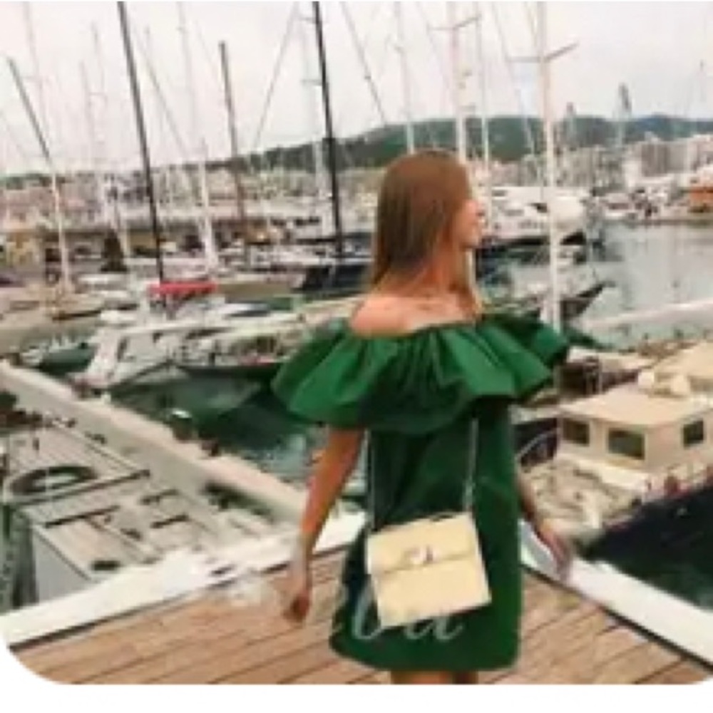 Summer ruffle green dress